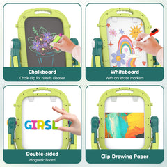 Ylovetoys Easel compact board measures 9.8 by 13.1 inches for space-saving play.