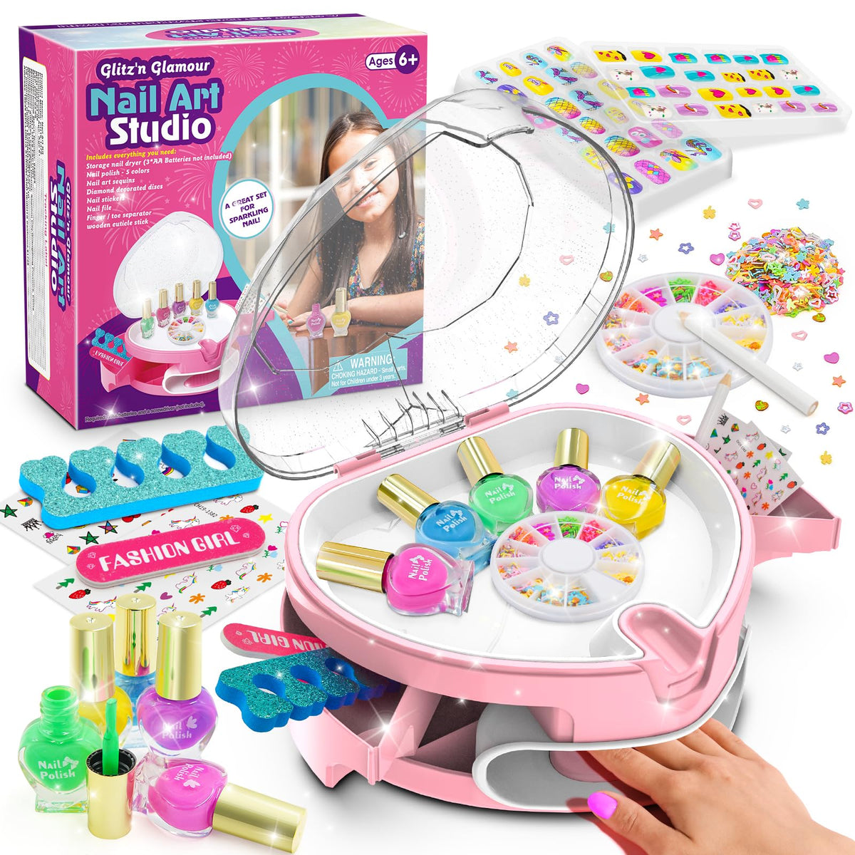 Ylovetoys kids nail polish set packaging highlights a vibrant gift-ready box for playtime