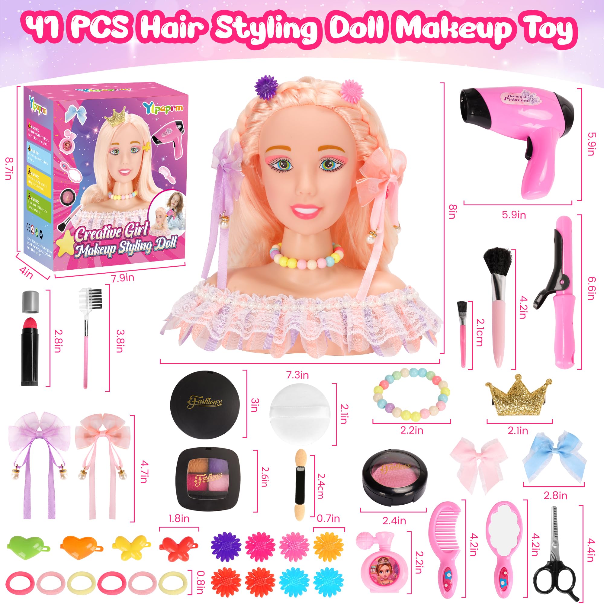 Ylpaprm doll head hair salon makeup for stylish, imaginative looks.