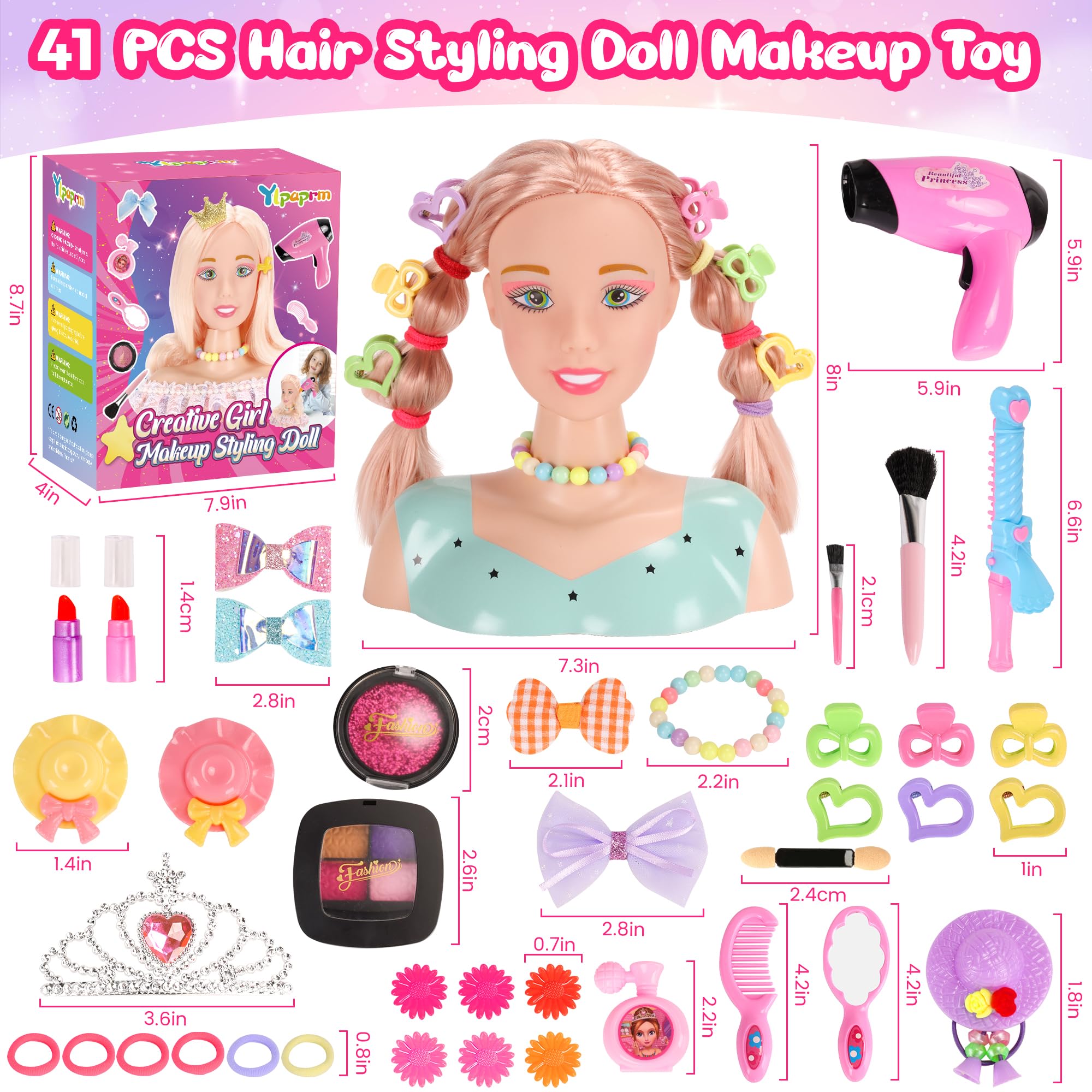 Ylpaprm doll head with curling iron enables versatile DIY hairstyles