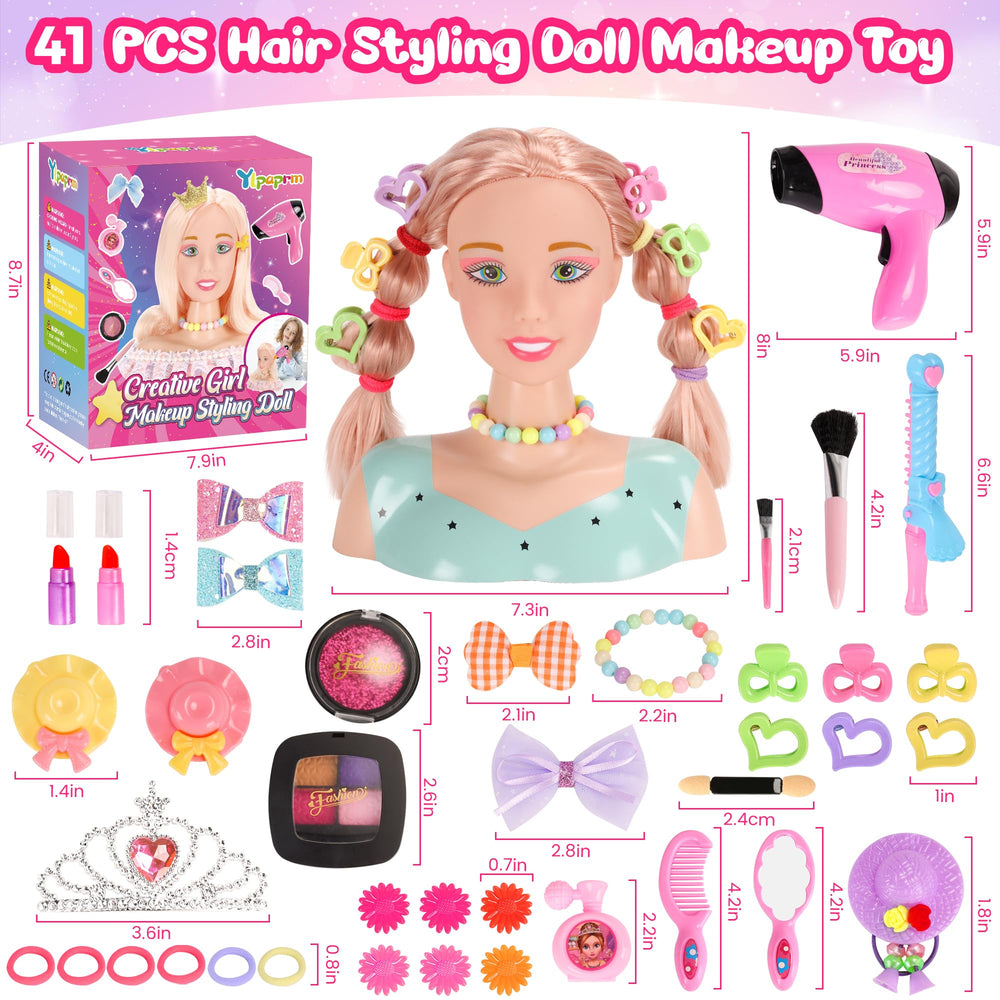 Ylpaprm doll head with curling iron enables versatile DIY hairstyles