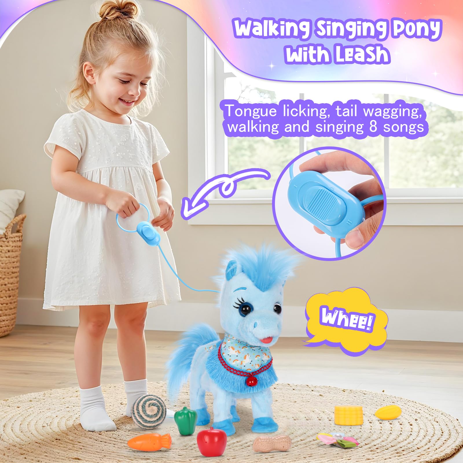 Ylpaprm pony-with-accessories-comb-bottle highlights grooming and role play.