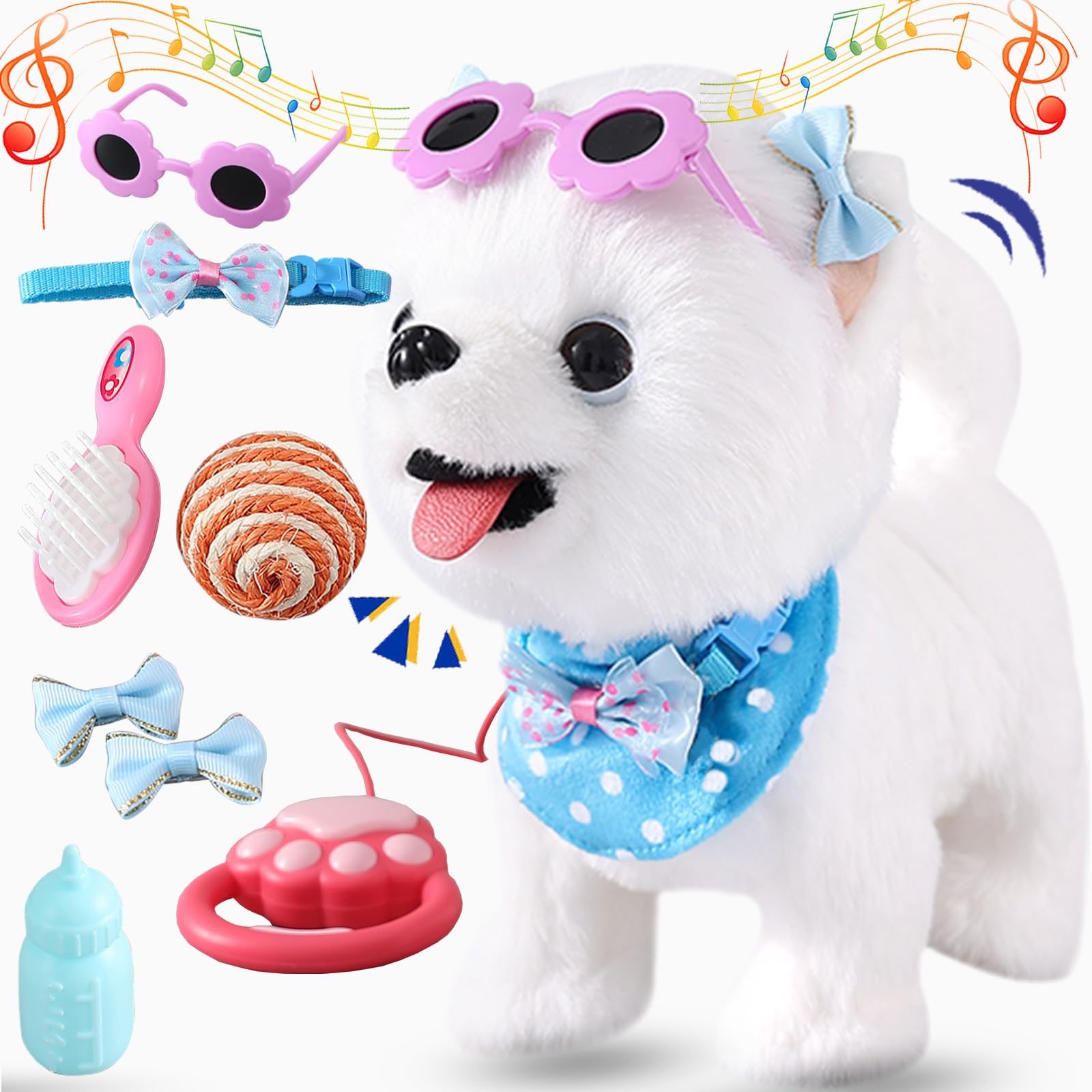 Ylpaprm Samoyed walking dog toy with lifelike movement for imaginative play and companionship.