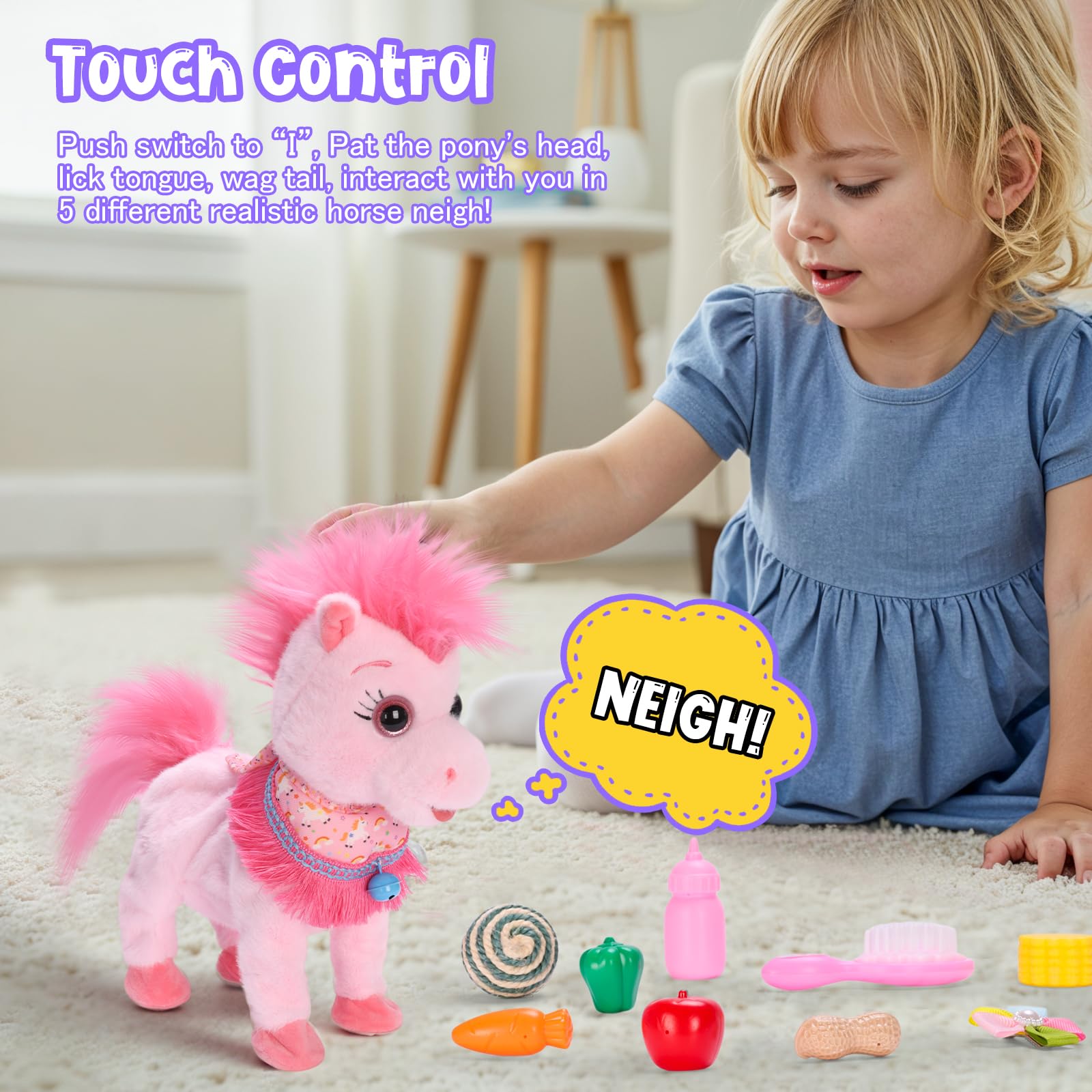Ylpaprm Walking Pony with remote control for easy steering during play