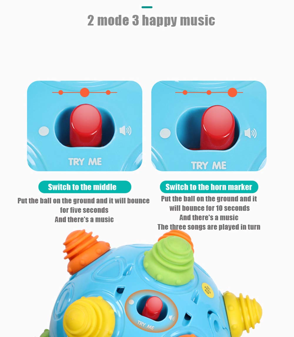 YMDLY Toys self-rolling ball action encourages crawling and movement.