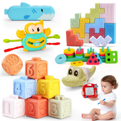 YMLGMAY 8-in-1 stack blocks enhance color and shape recognition during play