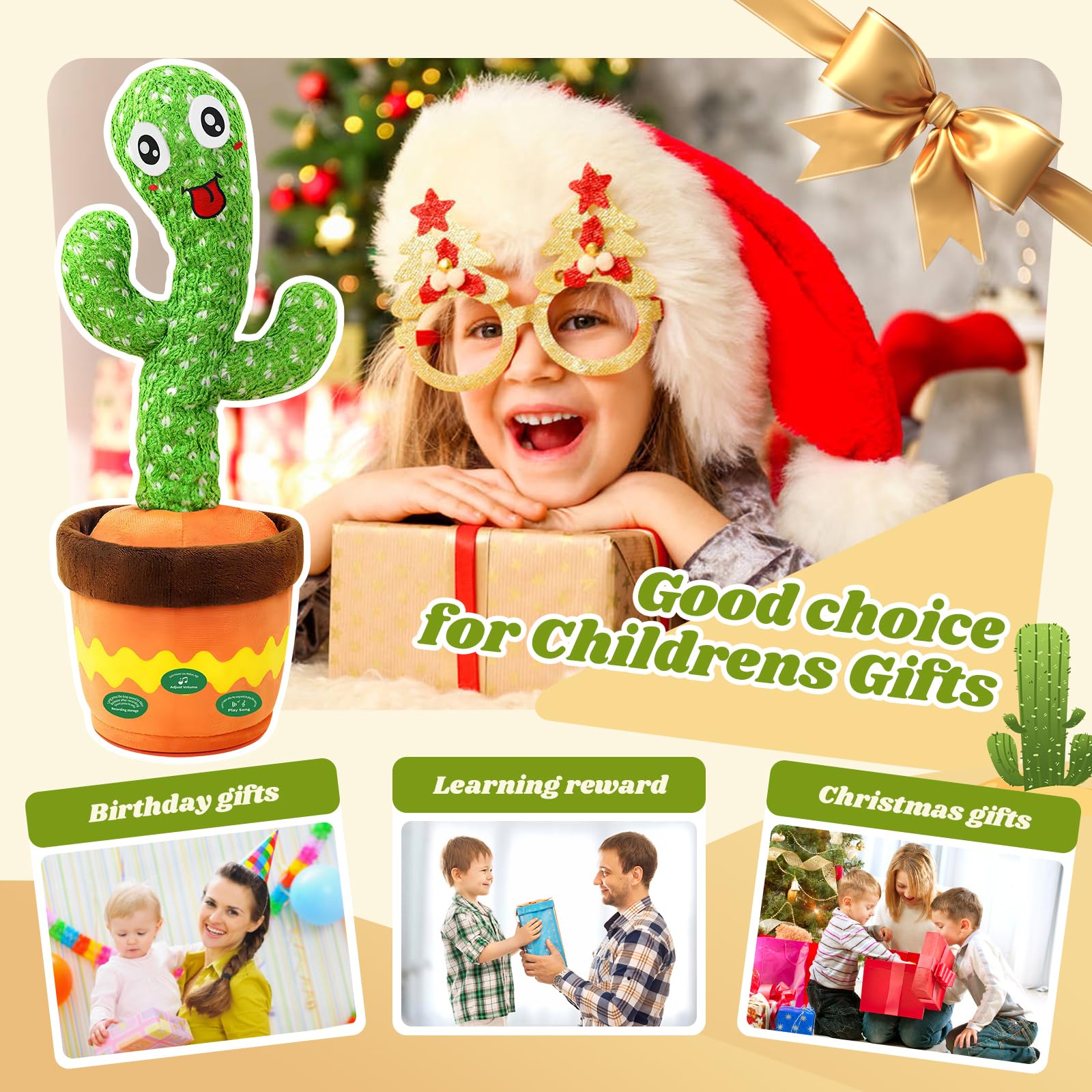 YMLTP 120-song plush cactus toy for varied tunes and stories