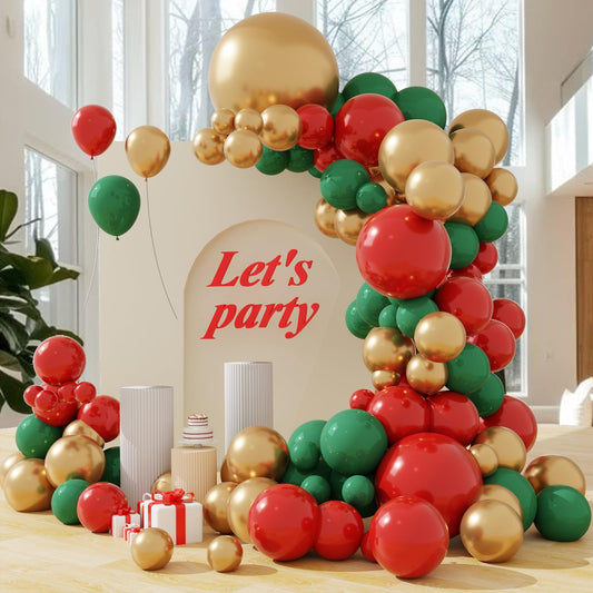 YMSZ Christmas balloons arch kit in full view, ideal for festive photo backdrops.