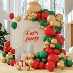 YMSZ Christmas balloons arch kit in full view, ideal for festive photo backdrops.