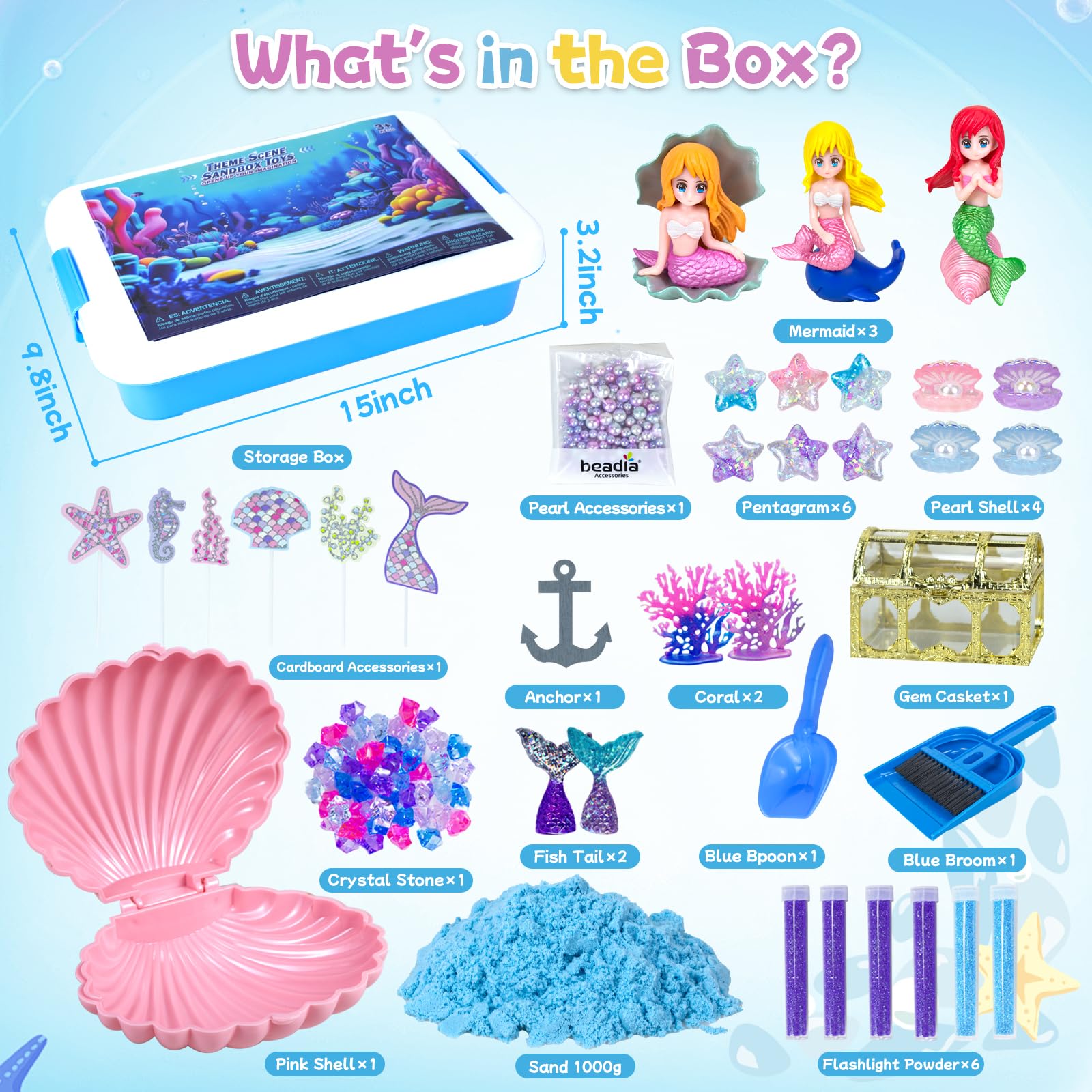 Ynanimery Mermaid Sensory Bin corals and glitter for sparkly creative play