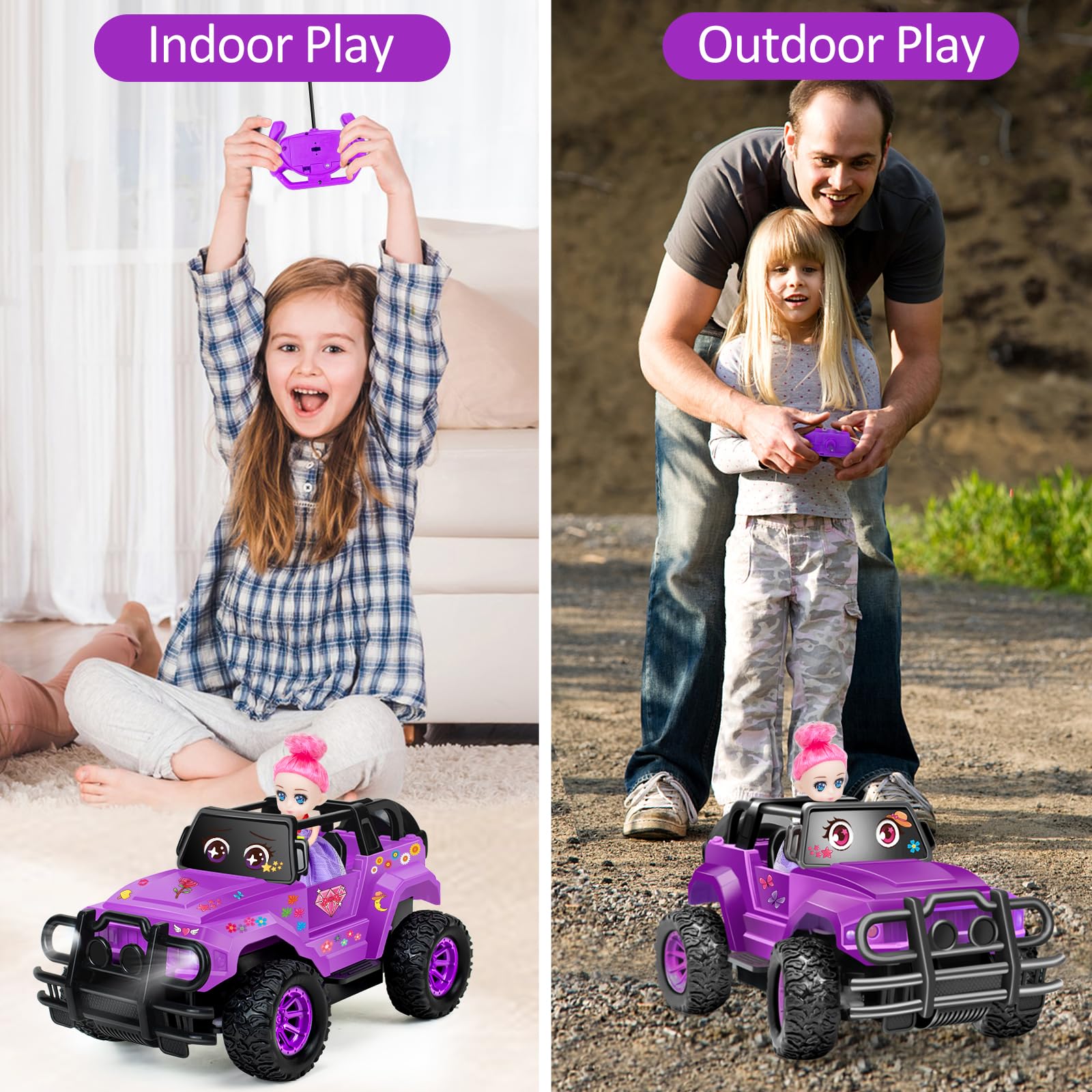 All-terrain tires enable indoor and outdoor fun on various surfaces
