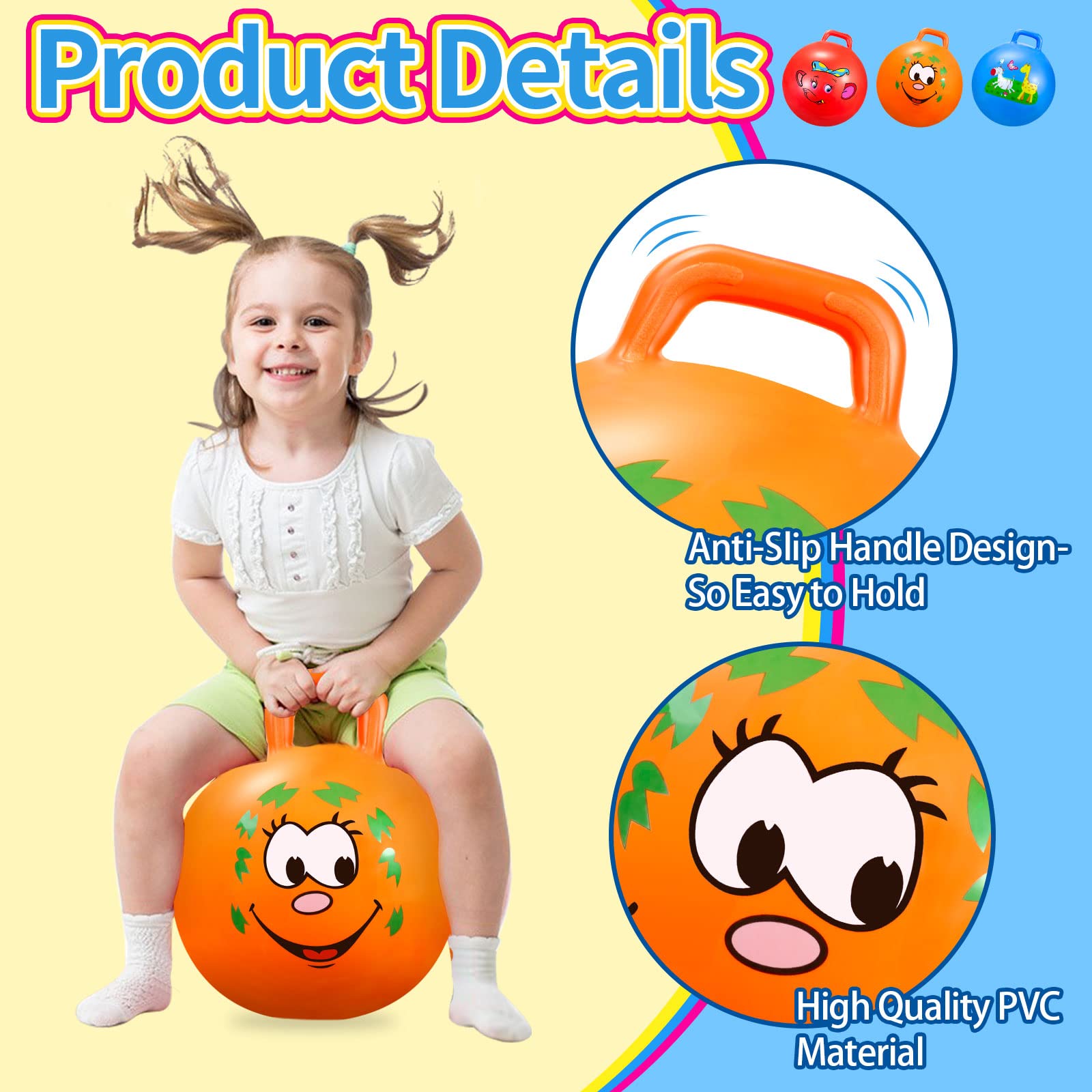 Ynanimery 18-inch ride-on ball ideal for active indoor and outdoor fun.