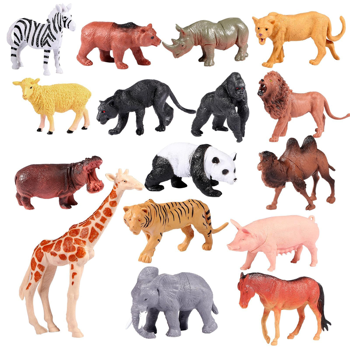 YNNMOMK Safari animals figures set for imaginative play and classroom decor.