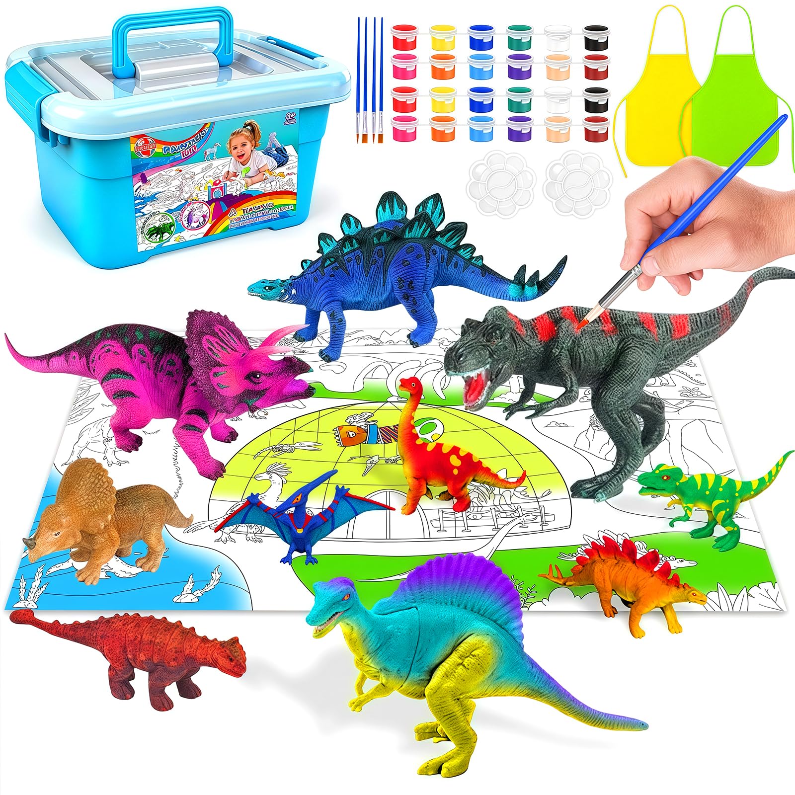 Ynybusi dinosaur painting kit storage box keeps supplies organized for art sessions