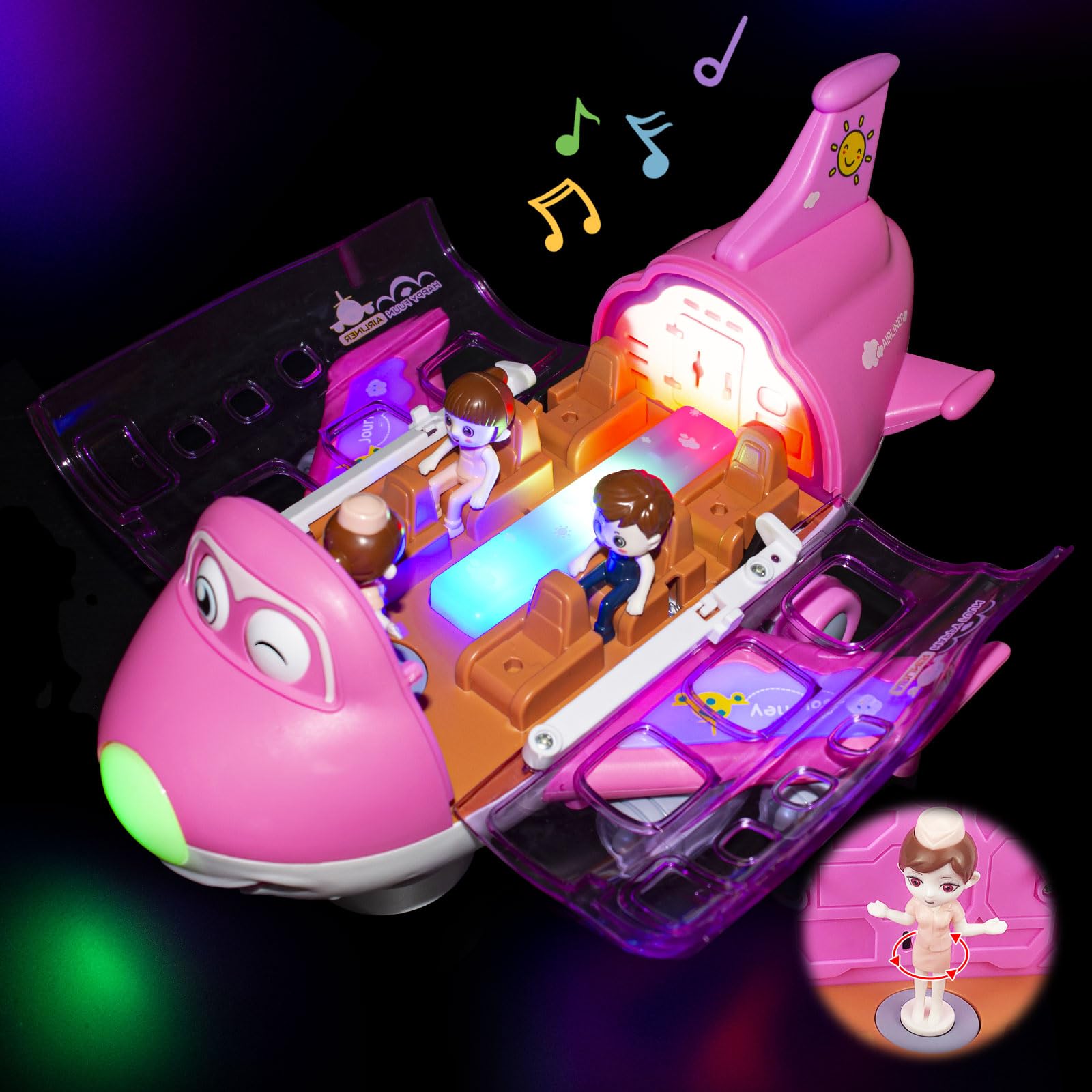 Ynybusi pink airplane toy with LED lights enhancing takeoff moments