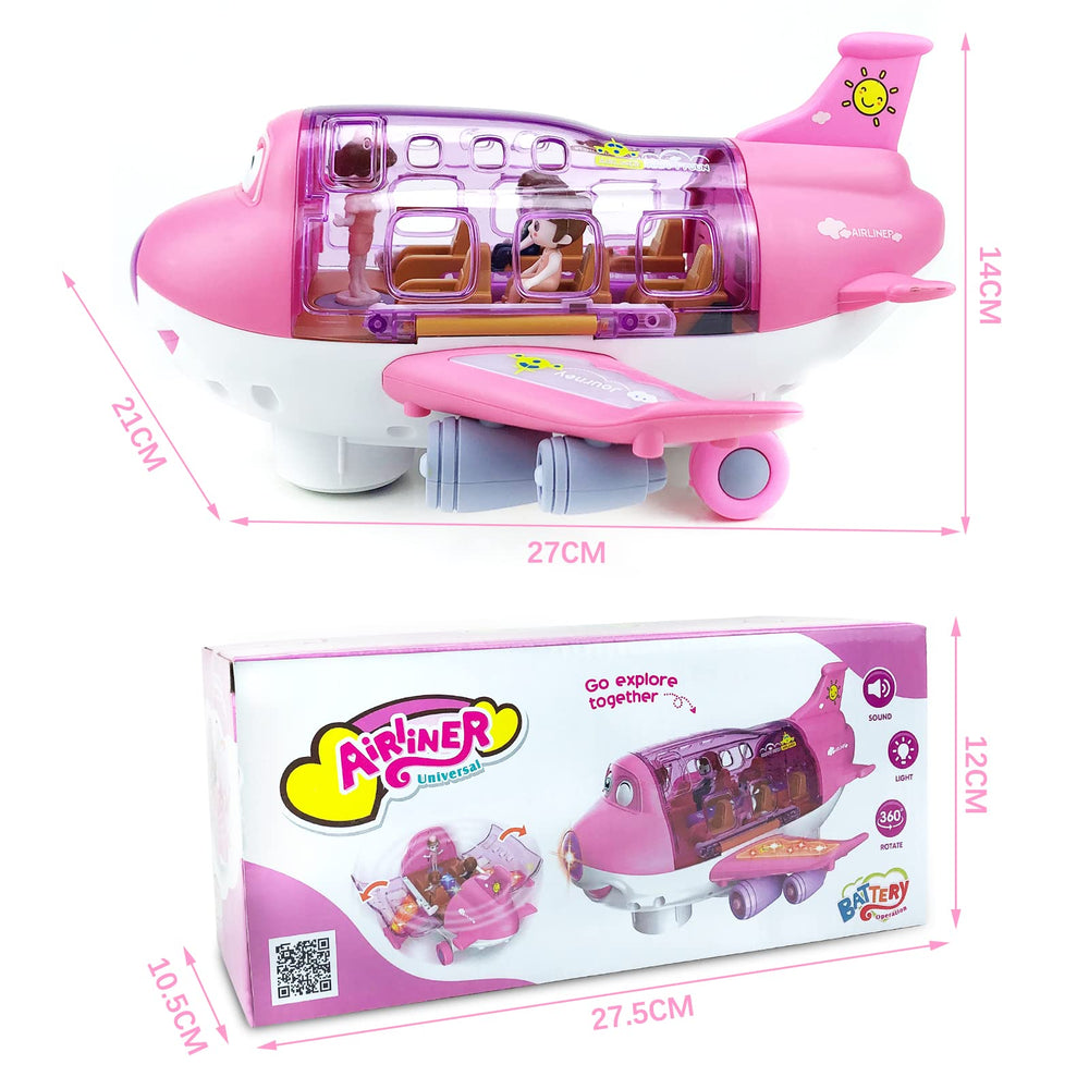 Ynybusi pink airplane toy with pilot and passenger figures for role-play