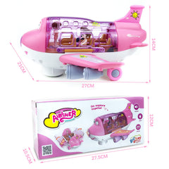 Ynybusi pink airplane toy with pilot and passenger figures for role-play