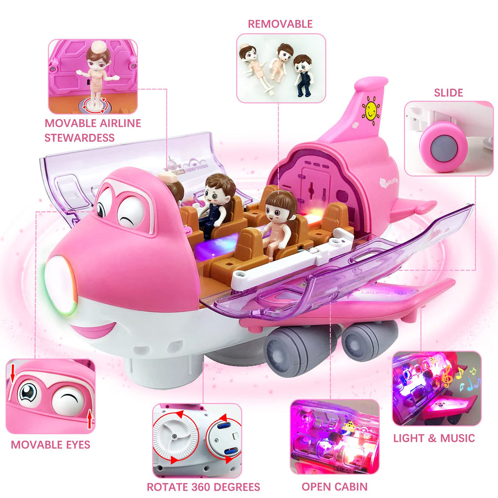 Ynybusi pink airplane toy showing 360° rotation for dynamic play