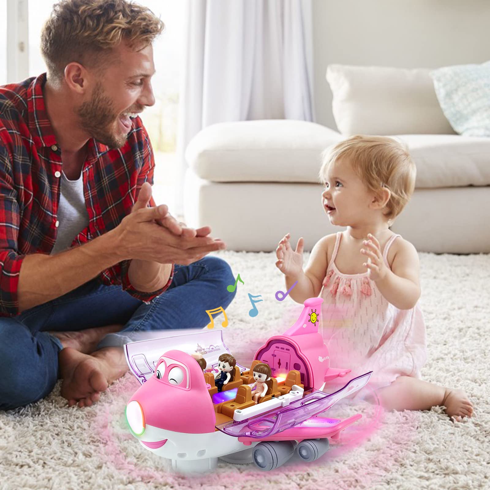 Ynybusi pink airplane toy emitting engaging sounds for pretend flights
