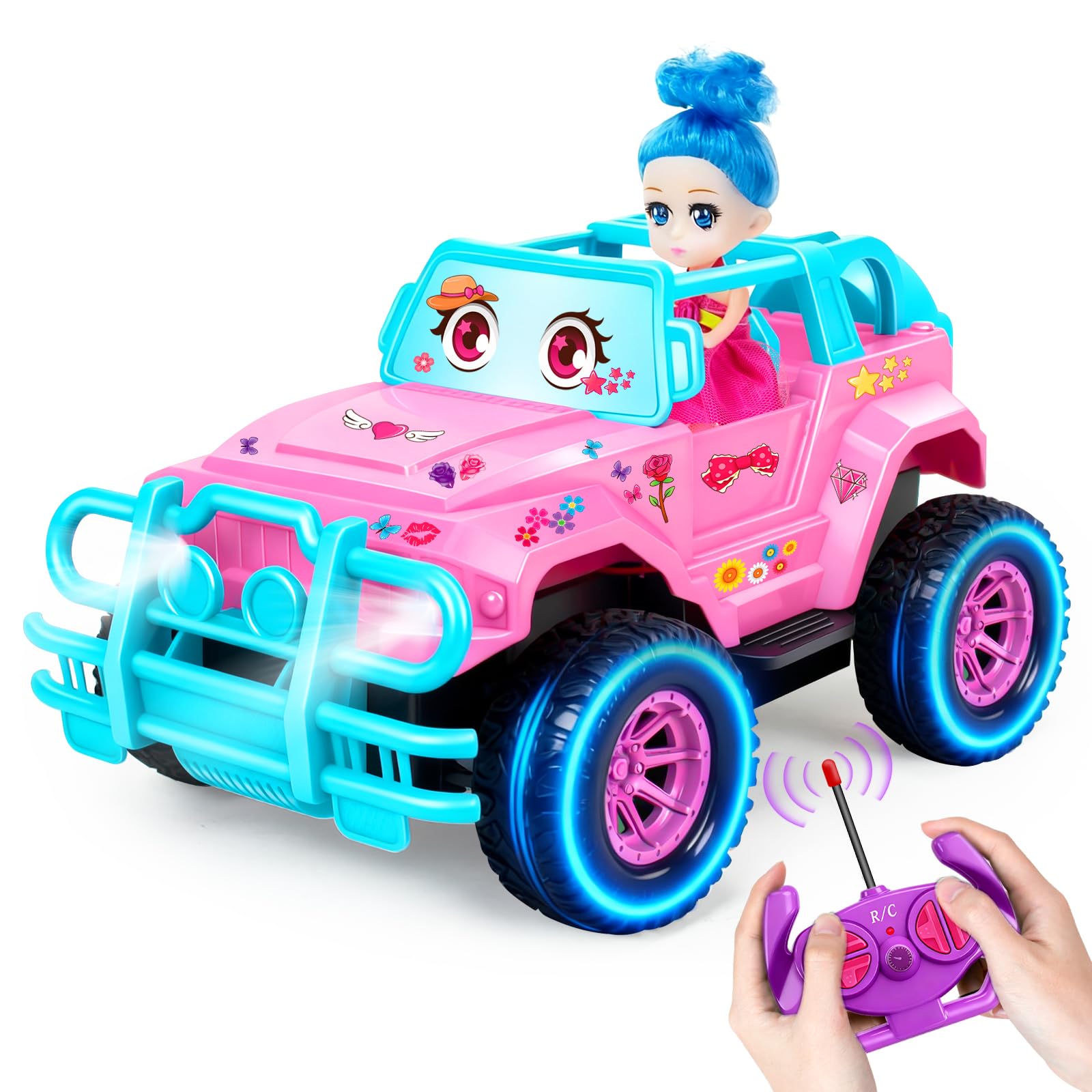 Ynybusi remote control car front view with LED headlights for night driving and excitement.