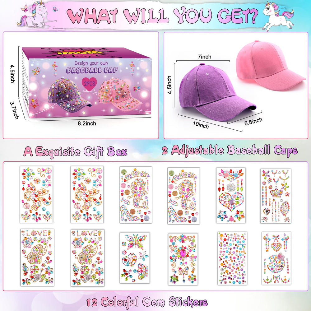 Yoart pink and purple cap set with durable, soft polyester material.