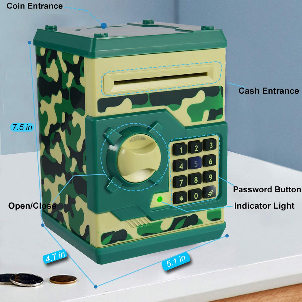 Yoego Kids Money Bank coin slot close up highlights high capacity.