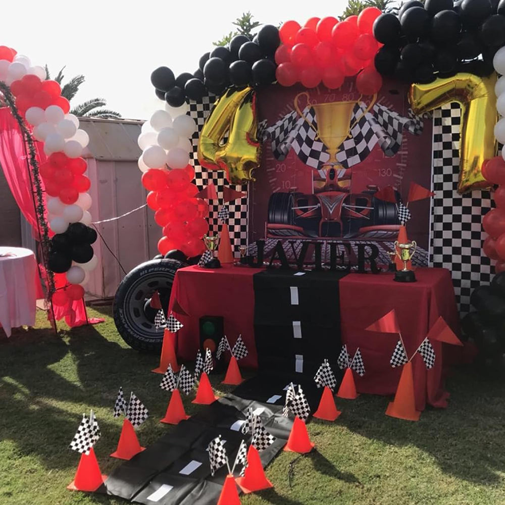 YOELVN race cars themed party supplies for memorable birthday celebrations.