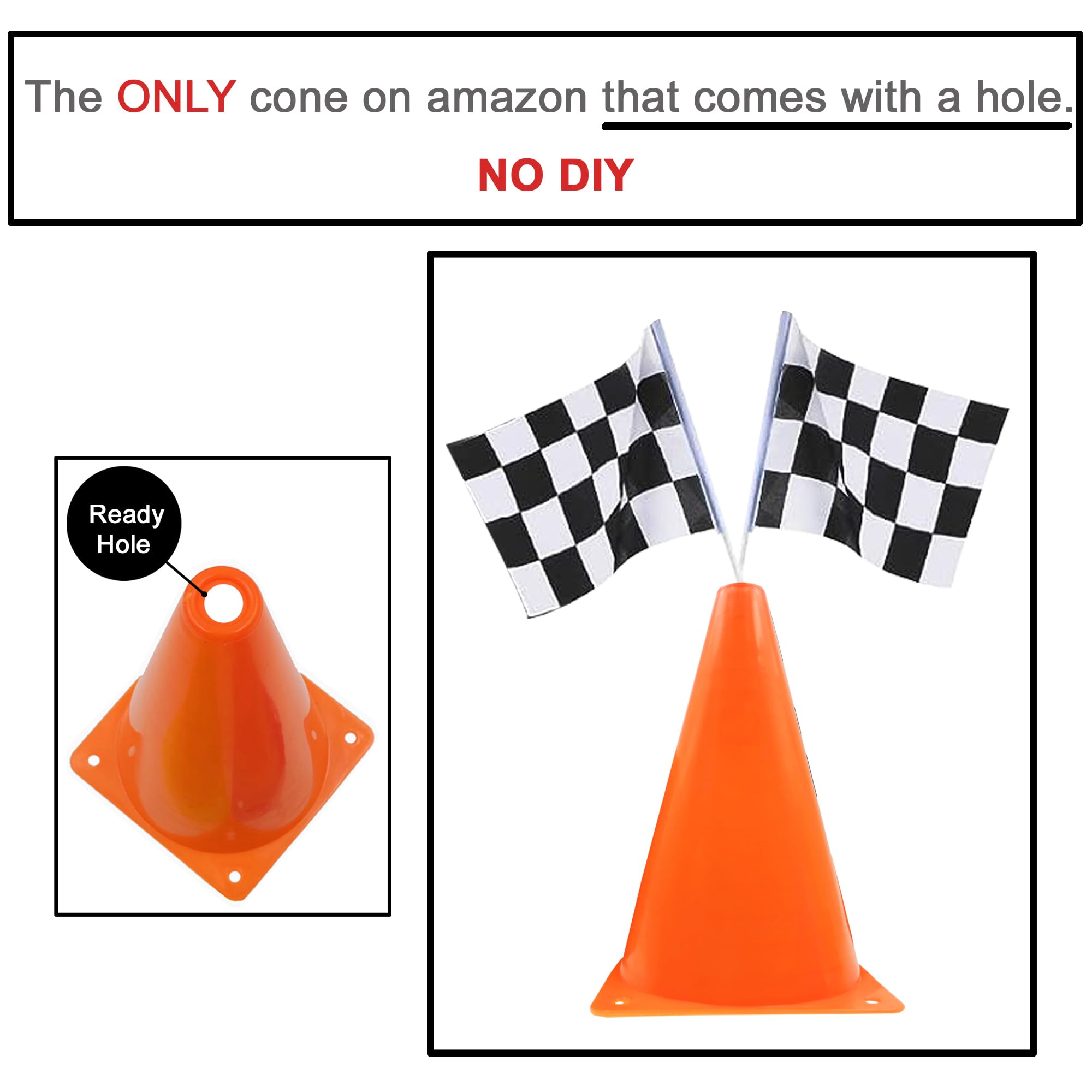 YOELVN six-pack 7-inch cones set boosts aisle and play area organization.