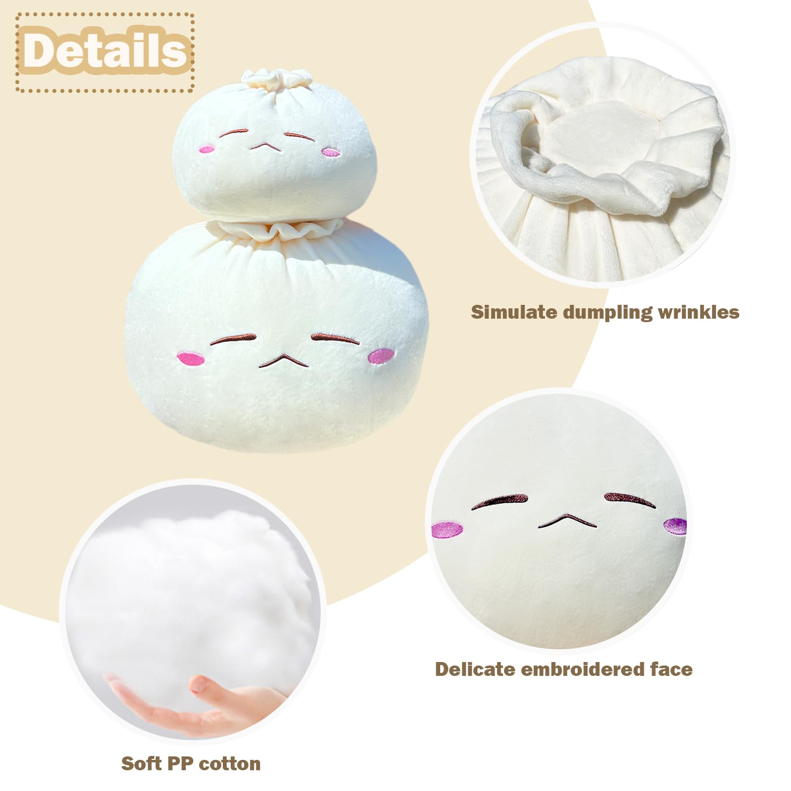 Yoholto Dumpling Plush Pillow with embroidered face adds cute decor.
