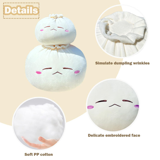 Yoholto Dumpling Plush Pillow with embroidered face adds cute decor.