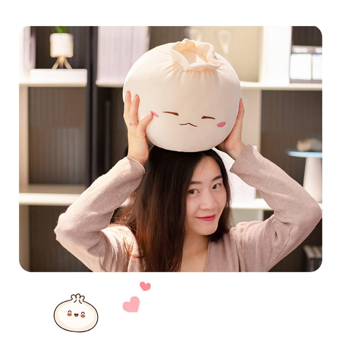 Yoholto Dumpling Plush Pillow, size 12-2x9-8in, fits beds and chairs.