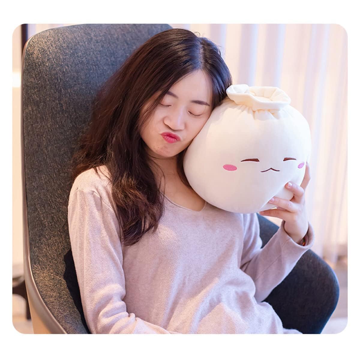 Yoholto Dumpling Plush Pillow size 6-3x12-2-in for compact decor