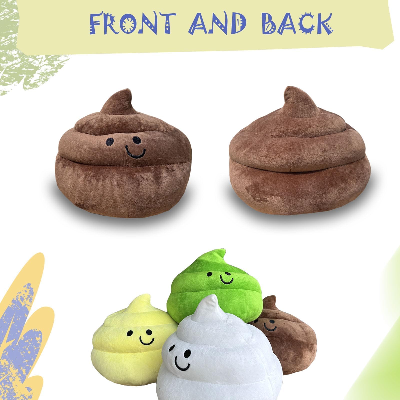 Yoholto Poop Plush Pillow white color for versatile styling