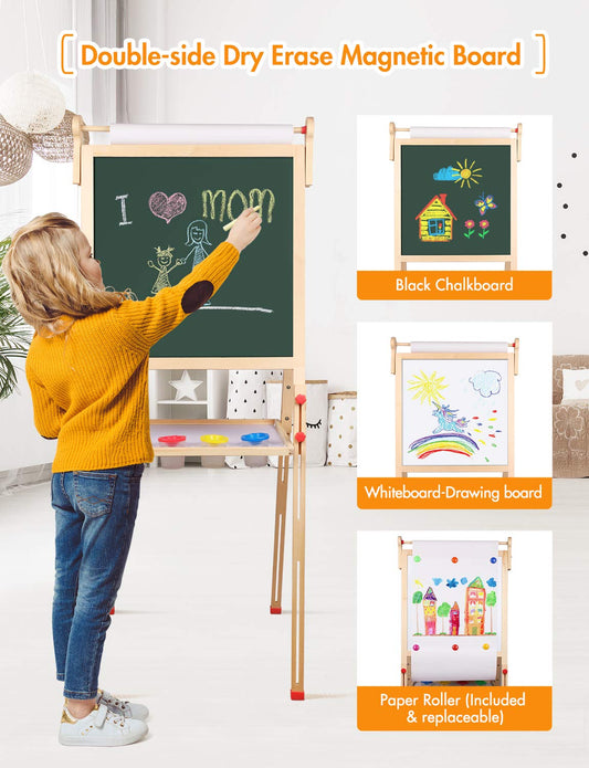 YOHOOLYO double-sided magnetic whiteboard and chalkboard for versatile art