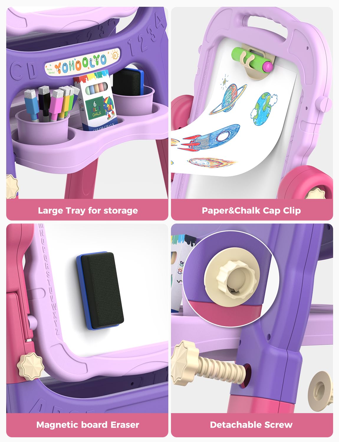 YOHOOLYO Easel includes kid-safe markers for creative sessions.