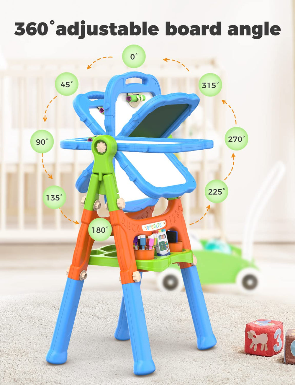 YOHOOLYO Kids Easel double-sided design combines surfaces in one