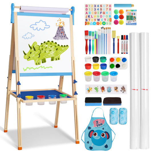 YOHOOLYO Kids Easel with pull-down paper roll for mess-free drawing.