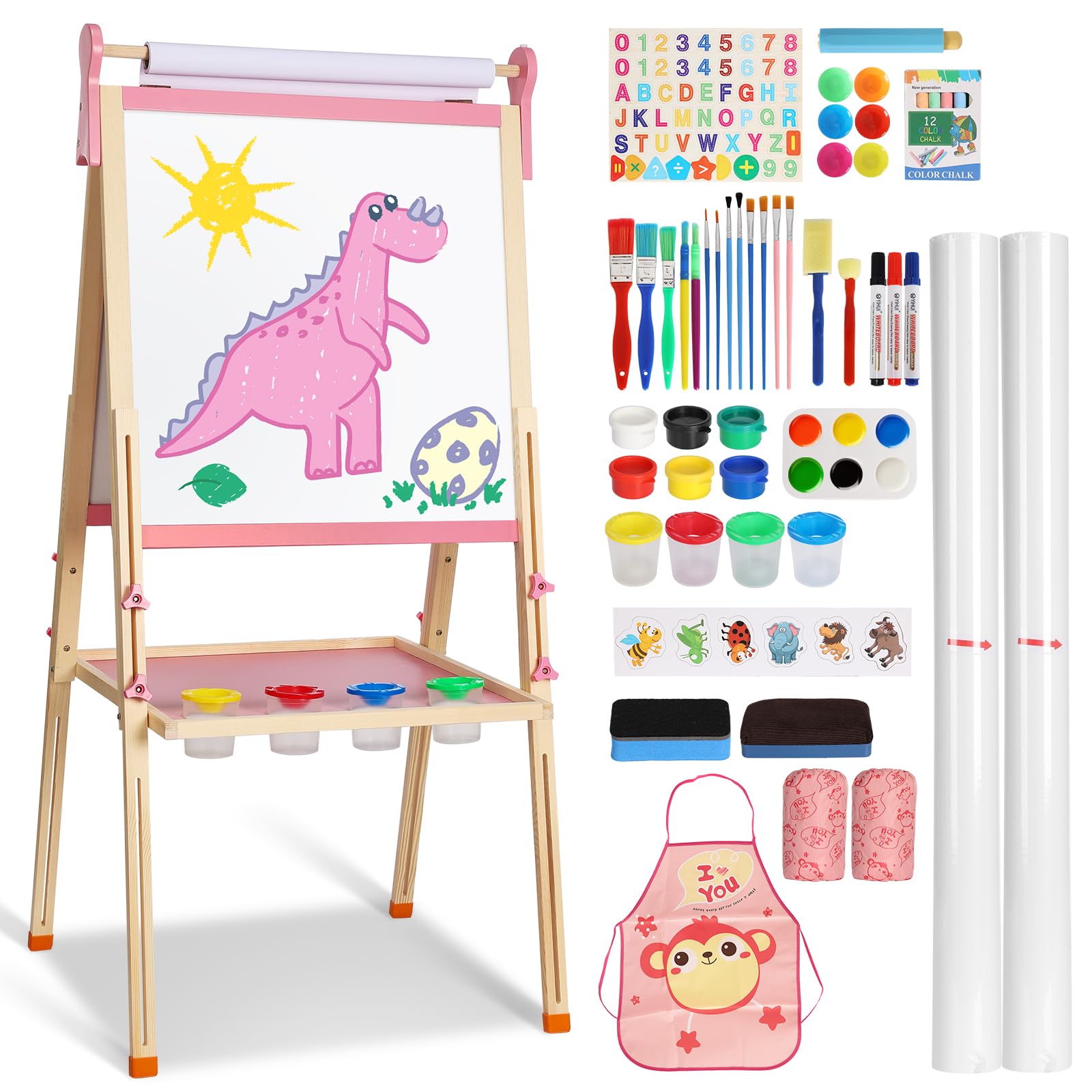 YOHOOLYO Kids Easel with paper roll drawer for mess-free drawing sessions.