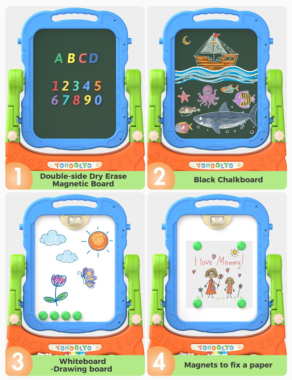 YOHOOLYO Kids Easel includes child-safe markers for coloring