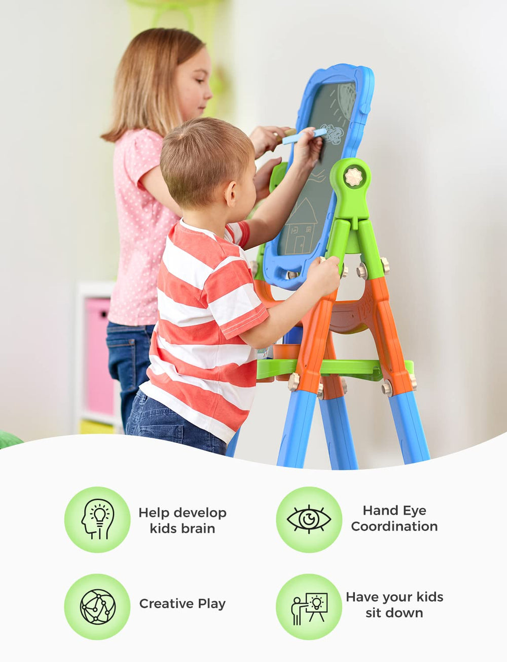 YOHOOLYO Kids Easel sturdy construction supports active kids