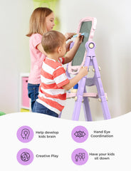 YOHOOLYO sturdy plastic construction offers a durable art station for kids.