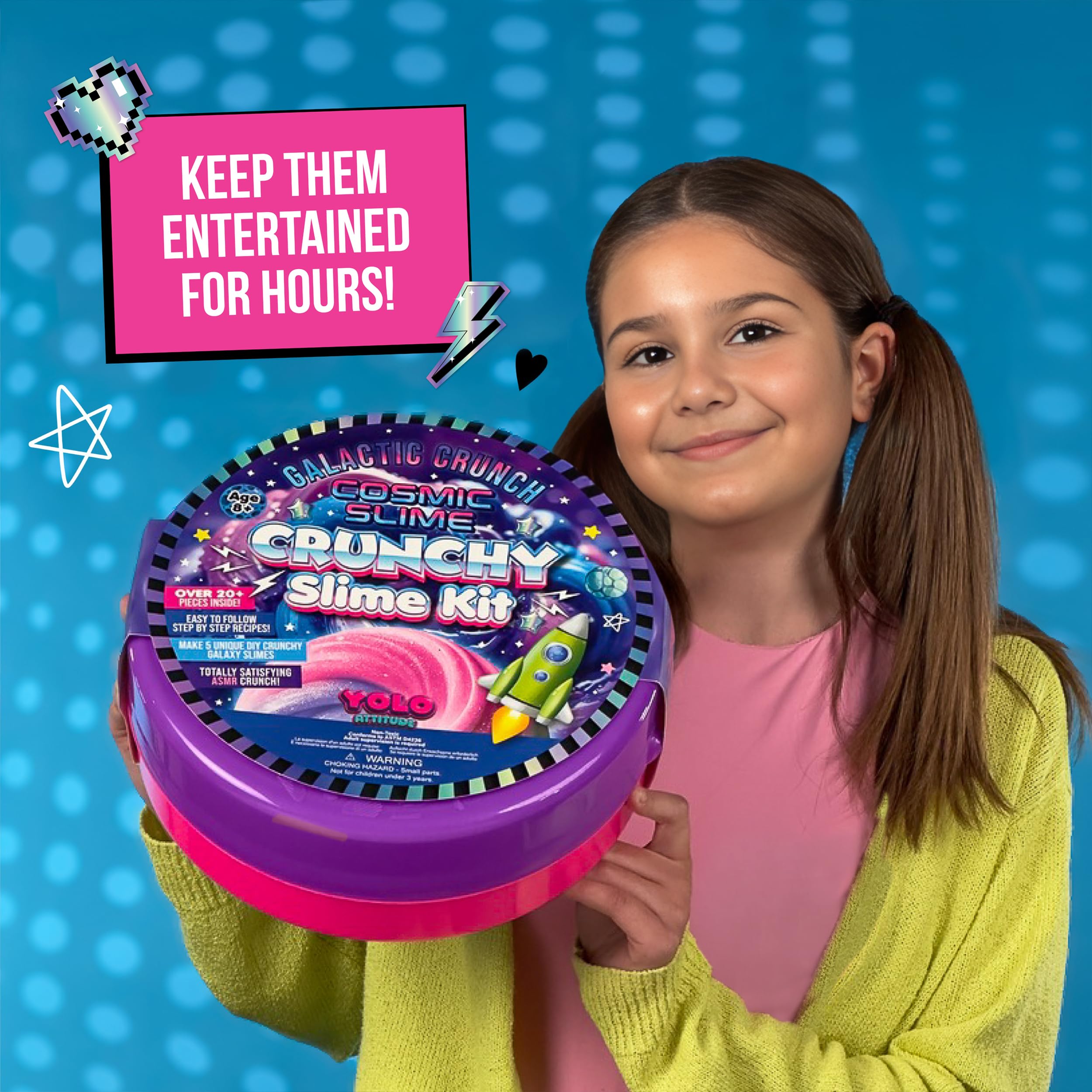 YOLO Attitude galaxy slime kit glow powder highlights glow-in-the-dark effects and nighttime play