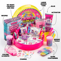 YOLO Unicorn Candy Craze slime kit add-ins close-up, featuring glitter, beads, and unicorn accessories.