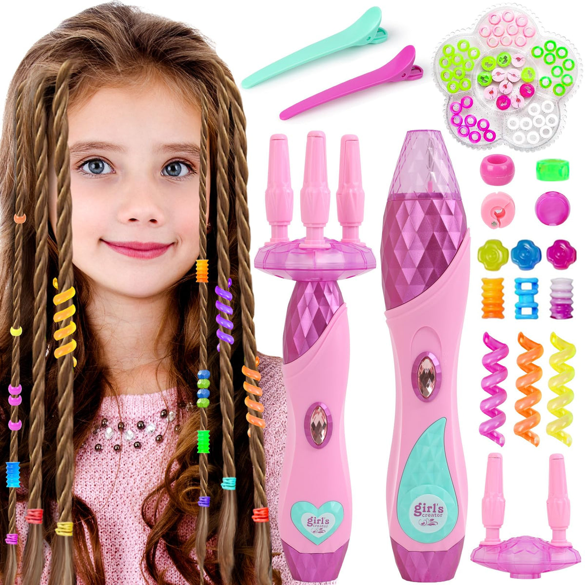 Yoloflix hair braiding machine in action for quick, creative hairstyles for kids.
