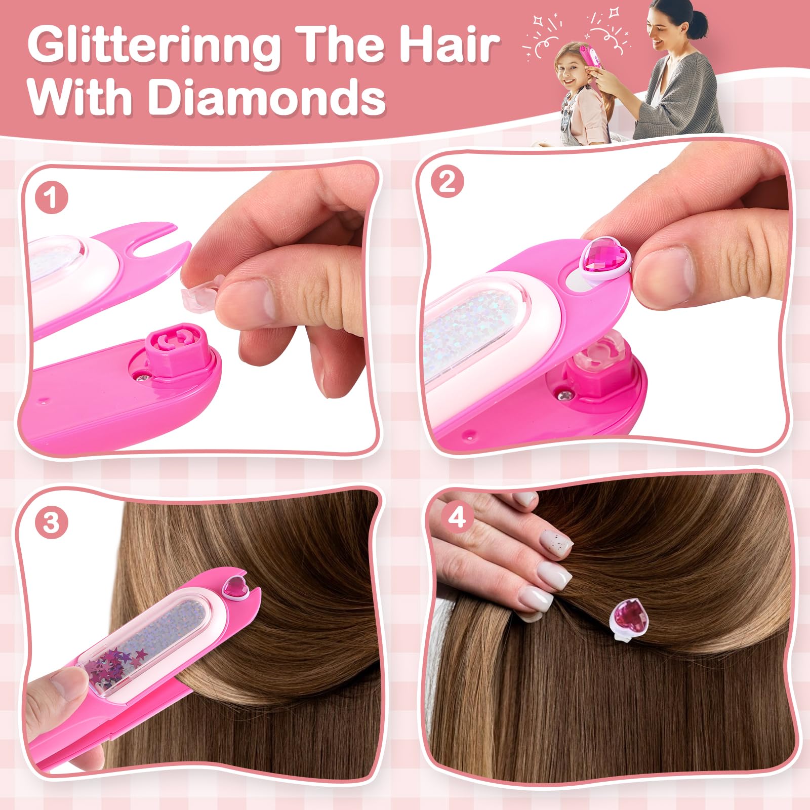 Yoloflix reusable diamonds lets kids create endless sparkly hair designs.