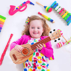 YOLOPARK 17-inch kids guitar side view shows slim neck for small hands.