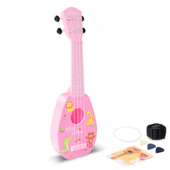 YOLOPARK 17-inch pink front view guitar supports beginner play and exploration