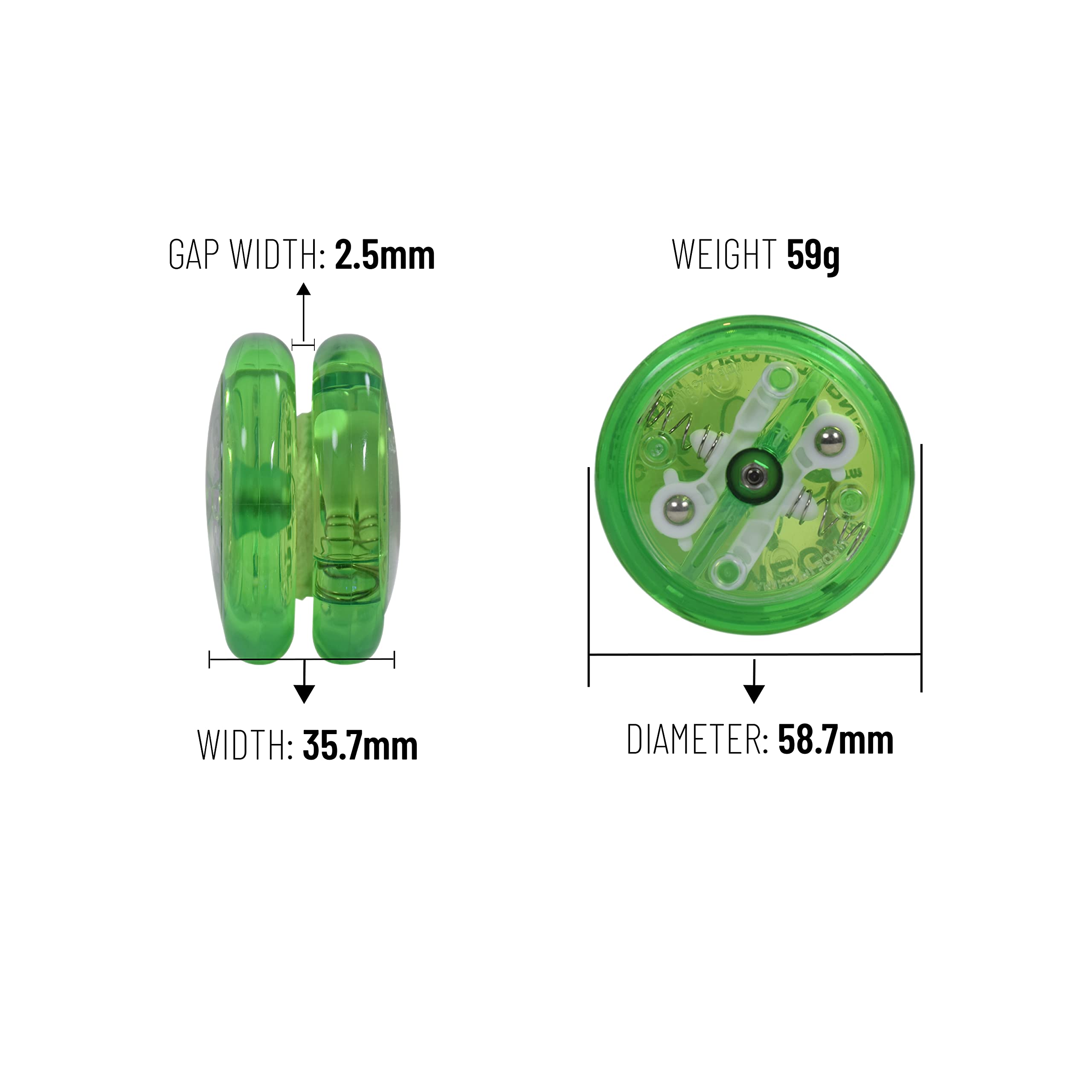 Automatic return wakes at end of spin and returns to hand.
