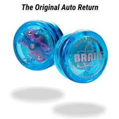 Yomega Brain blue auto-return mechanism demonstrated during a downward swing.