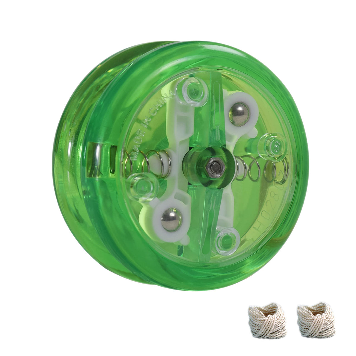 Yomega Brain green in action with long spins and auto-return.